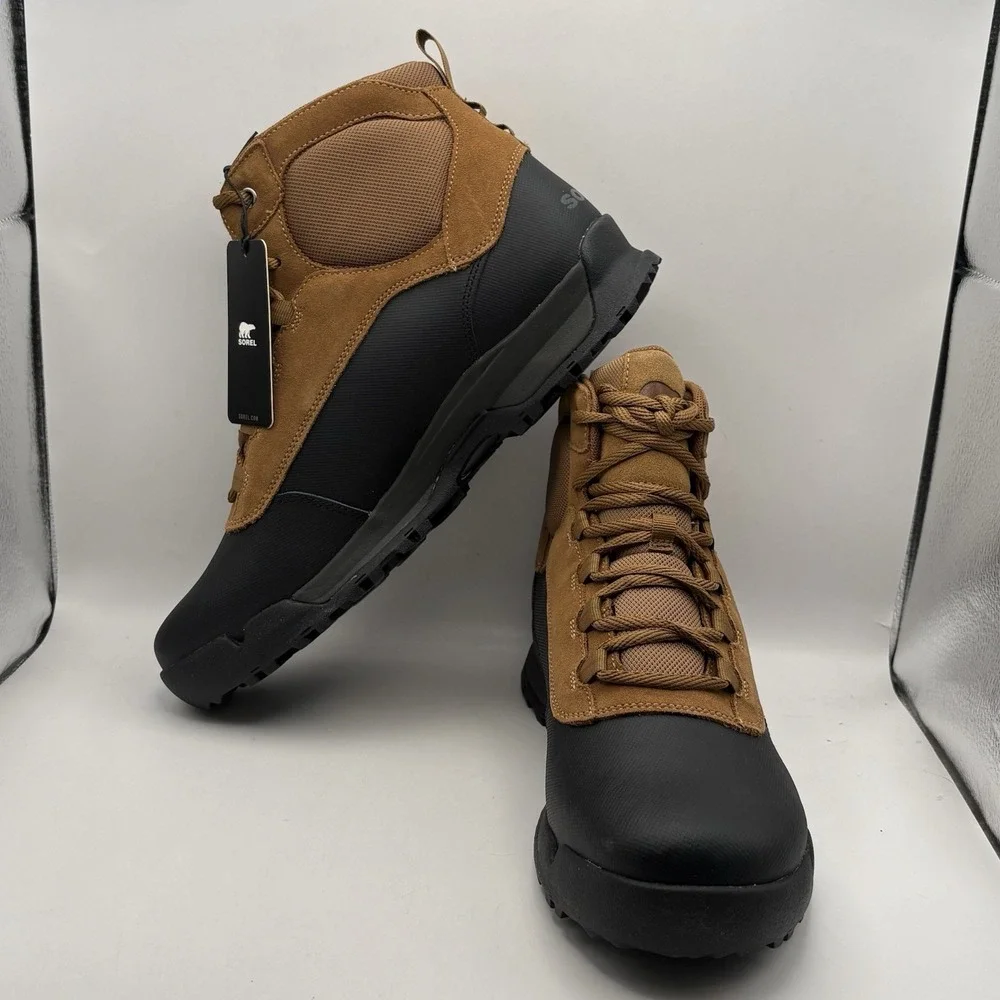 Sorel Men's Buxton Lite Lace Waterproof Boots Elk/Black Size 13 NM4983-286